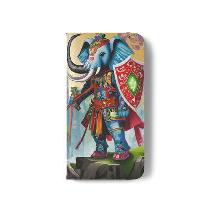 🐘⚔️ Cyberpunk Elephant Samurai Flip Case – Ancient Wisdom & Neon Power