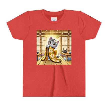 Playful Kitten in the Tea Room Youth Short Sleeve Tee