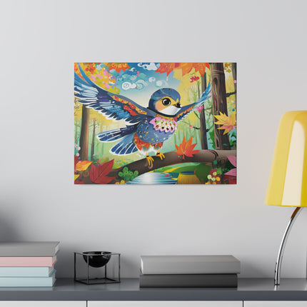 Baby Hawk Plays in Forest Matte Canvas, Stretched, 0.75"