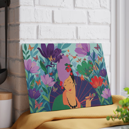 🦋🌺 The Butterfly Garden Dreamer Glass Cutting Board – Art Deco Floral Fantasy