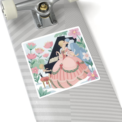 🎹💕 The Christmas Serenade Kiss-Cut Sticker – Art Deco Holiday Romance