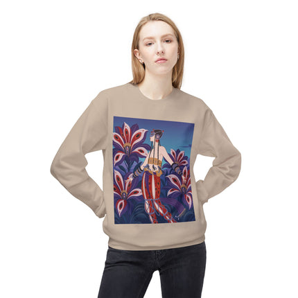🎭🌺 The Enchanted Peacock Blossom Dancer Midweight Crewneck Sweatshirt – Art Deco Floral Fantasy