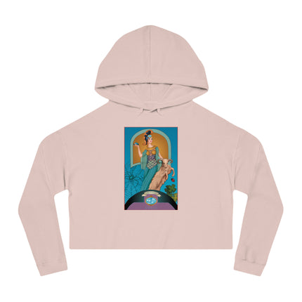March & Aquamarine (Gem Series) by Sofia Chiostri Women’s Cropped Hooded Sweatshirt