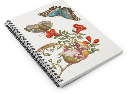 Blue Butterflies and Pomegranate Spiral Notebook - Ruled Line