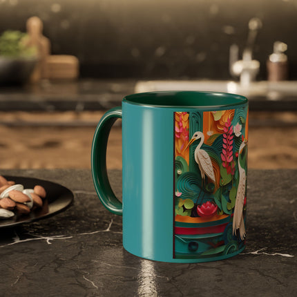 Elegant Egret Oasis Colorful Mugs (11oz, 15oz)