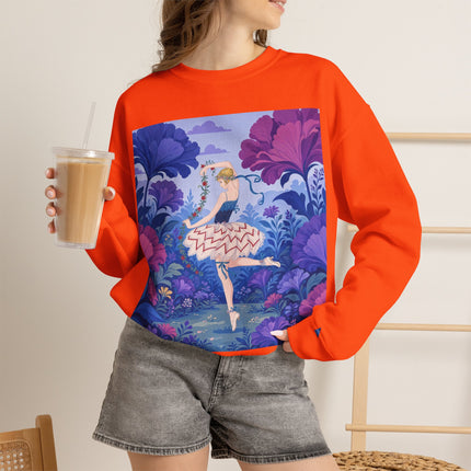 🌸🩰 The Enchanted Garden Ballet Crewneck Sweatshirt – Art Deco Floral Whimsy