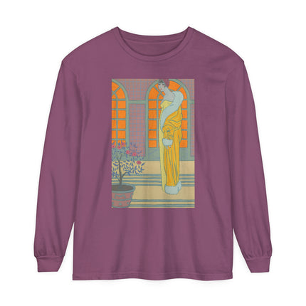 Sur Les Marches Du Jardin by Georges LePape Garment-dyed Long Sleeve T-Shirt