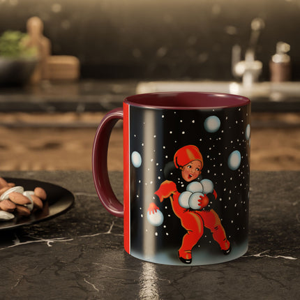 A Festive Snowball Toss Colorful Mugs (11oz, 15oz)