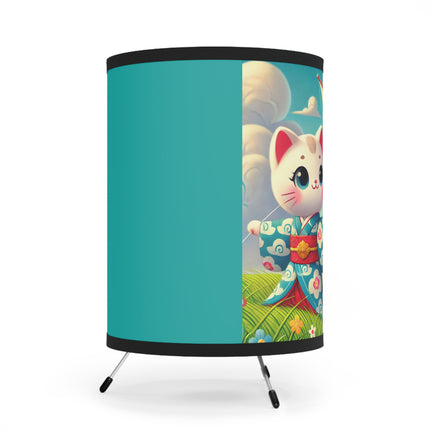Geisha Kitten and the Dragon Kite Tripod Lamp