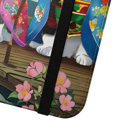 🌸🐱 Kimono Kitties Flip Case – Whimsical Elegance & Storybook Charm