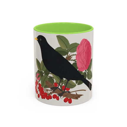 Blackbird & Rose Colorful Mugs – Timeless Elegance & Nature's Harmony