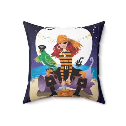 Moonlit Pirate Halloween Spun Polyester Square Pillow