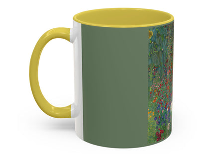 Farm Garden with Sunflowers by Gustav Klimt Colorful Mugs (11oz, 15oz)