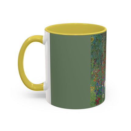 Farm Garden with Sunflowers by Gustav Klimt Colorful Mugs (11oz, 15oz)
