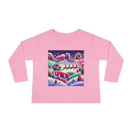 Festive Reindeer Flight Toddler Long Sleeve Tee