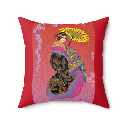 Enchanting Geisha Spun Polyester Square Pillow