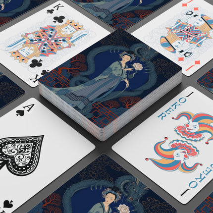 🐉🌸 The Lady Of The Midnight Dragon Playing Cards – Art Deco Garden Fantasy