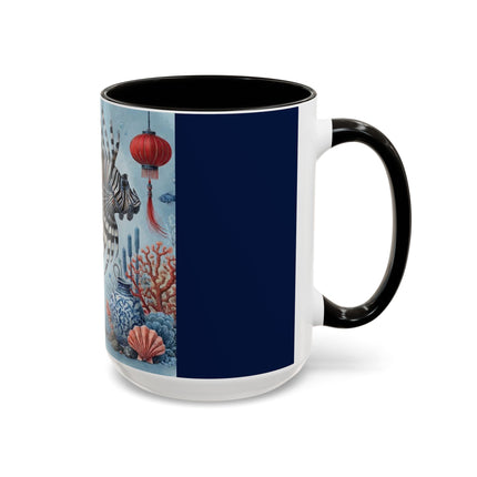 Lionfish & Lantern Colorful Mug – Mystical Ocean & Asian Harmony