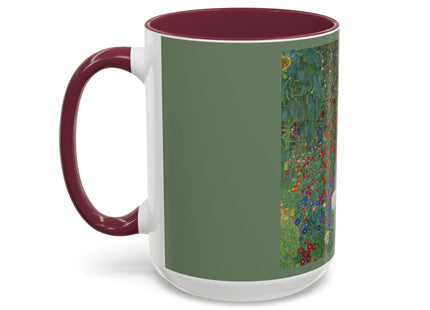 Farm Garden with Sunflowers by Gustav Klimt Colorful Mugs (11oz, 15oz)