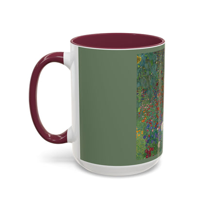 Farm Garden with Sunflowers by Gustav Klimt Colorful Mugs (11oz, 15oz)