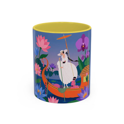 The Lady Of The Lotus Voyage Colorful Mugs – Art Deco Botanical Elegance