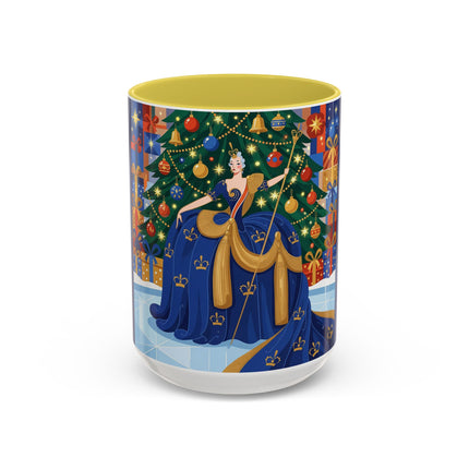 👑🎄 The Christmas Queen Of Golden Bells Colorful Mug – Art Deco Holiday Elegance