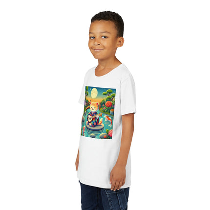 Melodic Kitten by the Koi Pond Youth Short Sleeve Tee