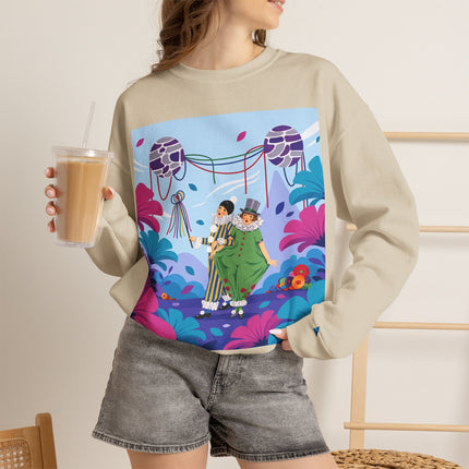 🎭🌸 The Garden Masquerade Crewneck Sweatshirt – Art Deco Floral Whimsy