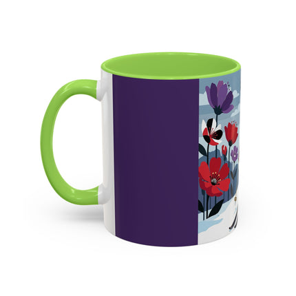 🎿❄️ The Winter Flower Skier Colorful Mug – Art Deco Alpine Fantasy