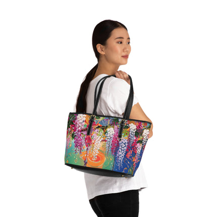 Golden Wisteria Elegance PU Leather Shoulder Bag