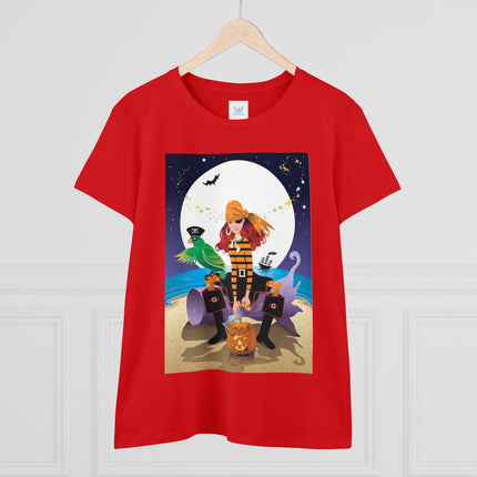 Moonlit Pirate Halloween Women's Midweight Cotton Tee