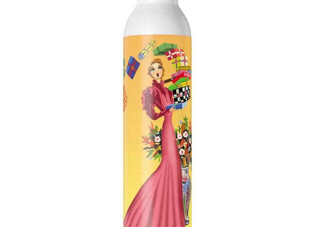 Elegant Holiday Woman with Gifts Slim Water Bottle