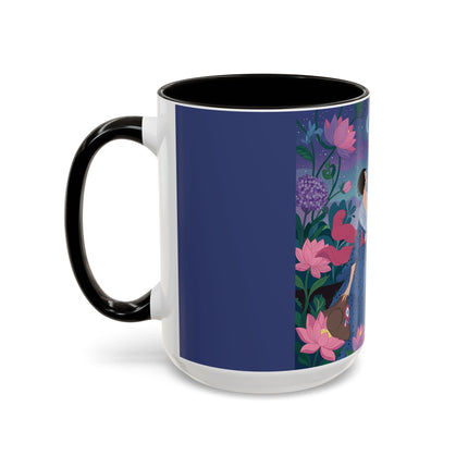 The Lady And The Morning Song Colorful Mugs – Art Deco Botanical Elegance