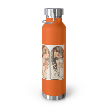 The Seasons by Alphonse Maria Mucha Copper Vacuum Insulated Bottle, 22oz
