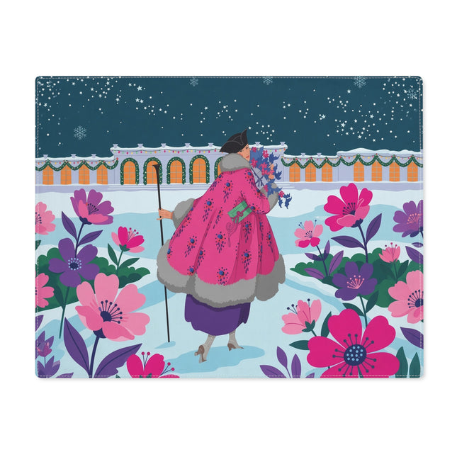 🌸❄️ The Lady Of The Winter Flower Garden Placemat – Art Deco Christmas Elegance