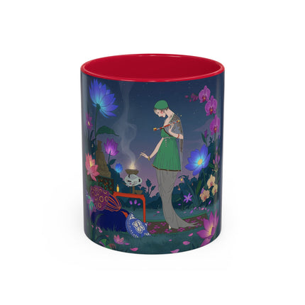Moonlit Incense Ceremony Colorful Mugs – Art Deco Meditation Garden