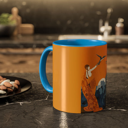 Falcon Mistress Colorful Mugs – Art Deco Majesty & Mythic Freedom