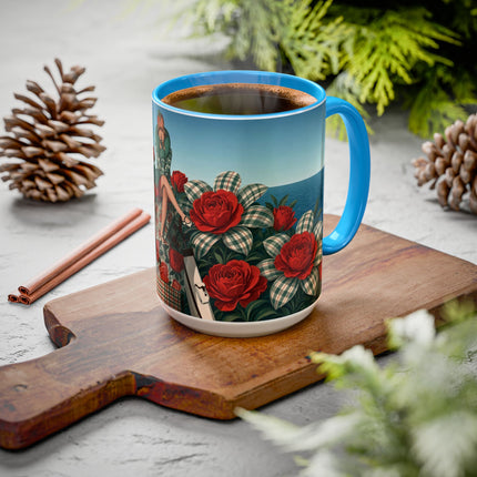 ⛵🌹 The Seaside Rose Traveler Colorful Mug – Art Deco Floral Elegance