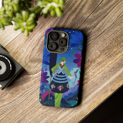 🌸🐦 The Lady Of The Midnight Bird Garden Phone Case – Art Deco Floral Fantasy