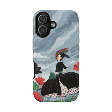 🌧️🌺 The Stormy Flower Walk Phone Case – Art Deco Floral Fashion