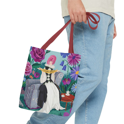 🌹🧶 The Lady Of The Golden Yarn Tote Bag – Art Deco Floral Elegance
