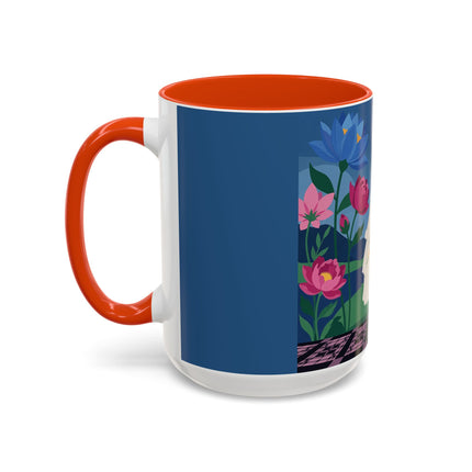 The Lady Of The Golden Parasol Colorful Mugs – Art Deco Botanical Elegance