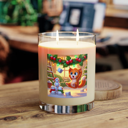 Naughty or Nice Kitten Christmas Scented Candle - Full Glass, 11oz