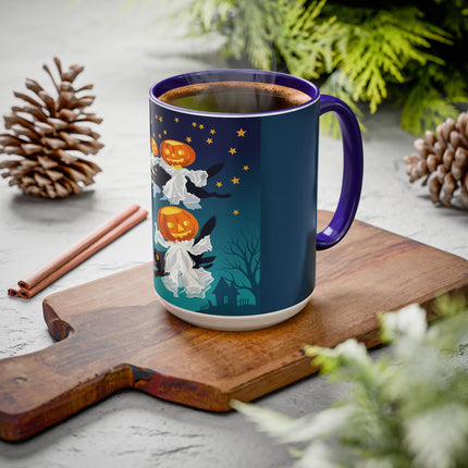 🐈‍⬛🎃 The Flying Black Cats Of Halloween Colorful Mug – Whimsical Storybook Charm