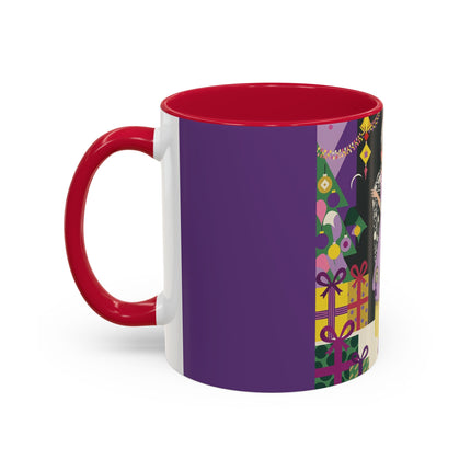 🎁✨ The Lavender Christmas Masquerade Colorful Mug – Art Deco Holiday Fantasy