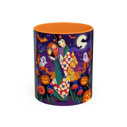 🌙🎃 The Moonlit Garden Masquerade Colorful Mug – Floral Halloween Charm
