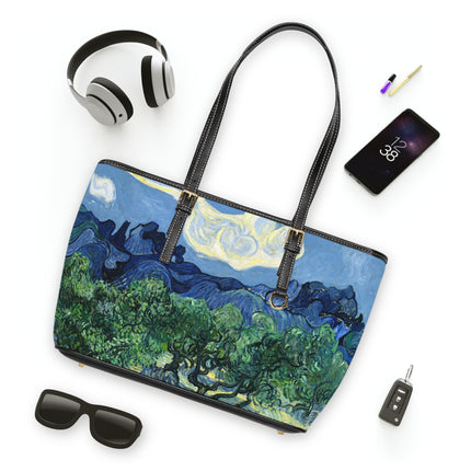 Olive Trees by Vincent Van Gogh PU Leather Shoulder Bag