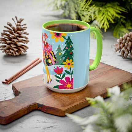 🌸🎄 Christmas In The Winter Garden Colorful Mug – Whimsical Holiday Fantasy