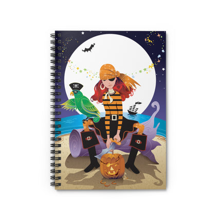 Moonlit Pirate Halloween Spiral Notebook - Ruled Line