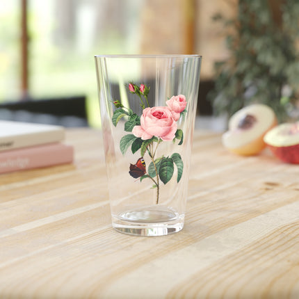 Cabbage Rose Botanical llustration by Pierre-Joseph Redouté Glass, 16oz